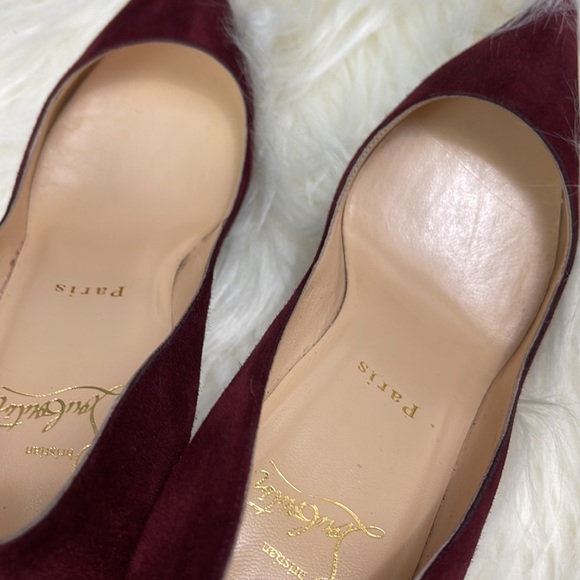 Christian Louboutin suede pump size 35.5 bordeaux red - Picture 9 of 11